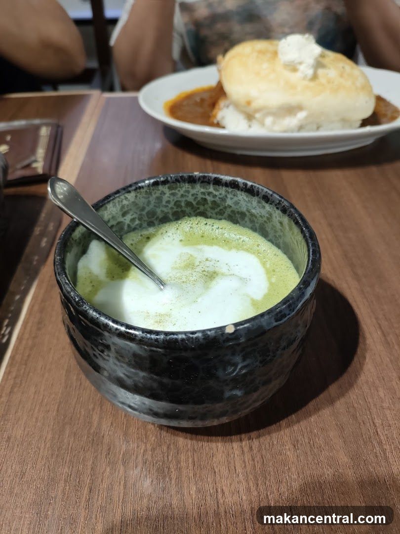 Matcha Latte and Curry Dish