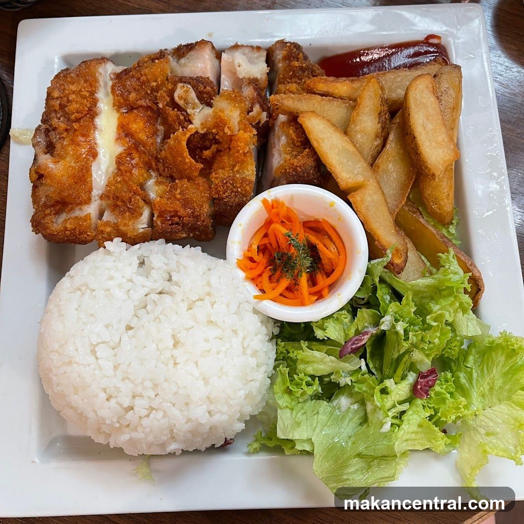 Fried Chicken with Rice and Fries