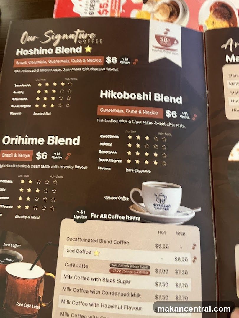 Hoshino Coffee Menu