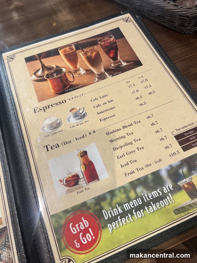 Espresso and Tea Menu
