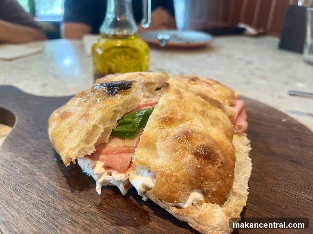 Focaccia Sandwich with Ham and Cream