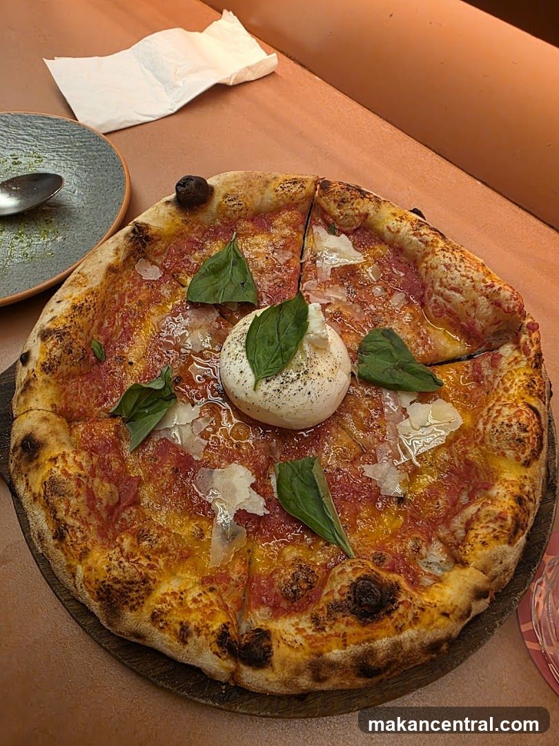 Pizza with Burrata and Basil