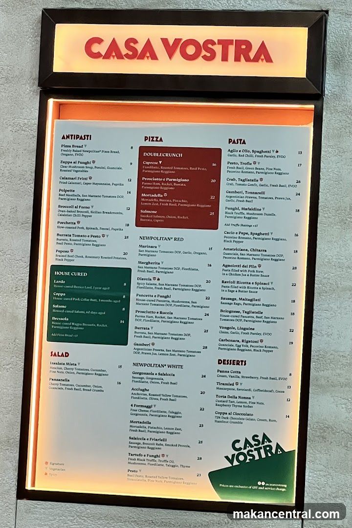 CASA VOSTRA Menu