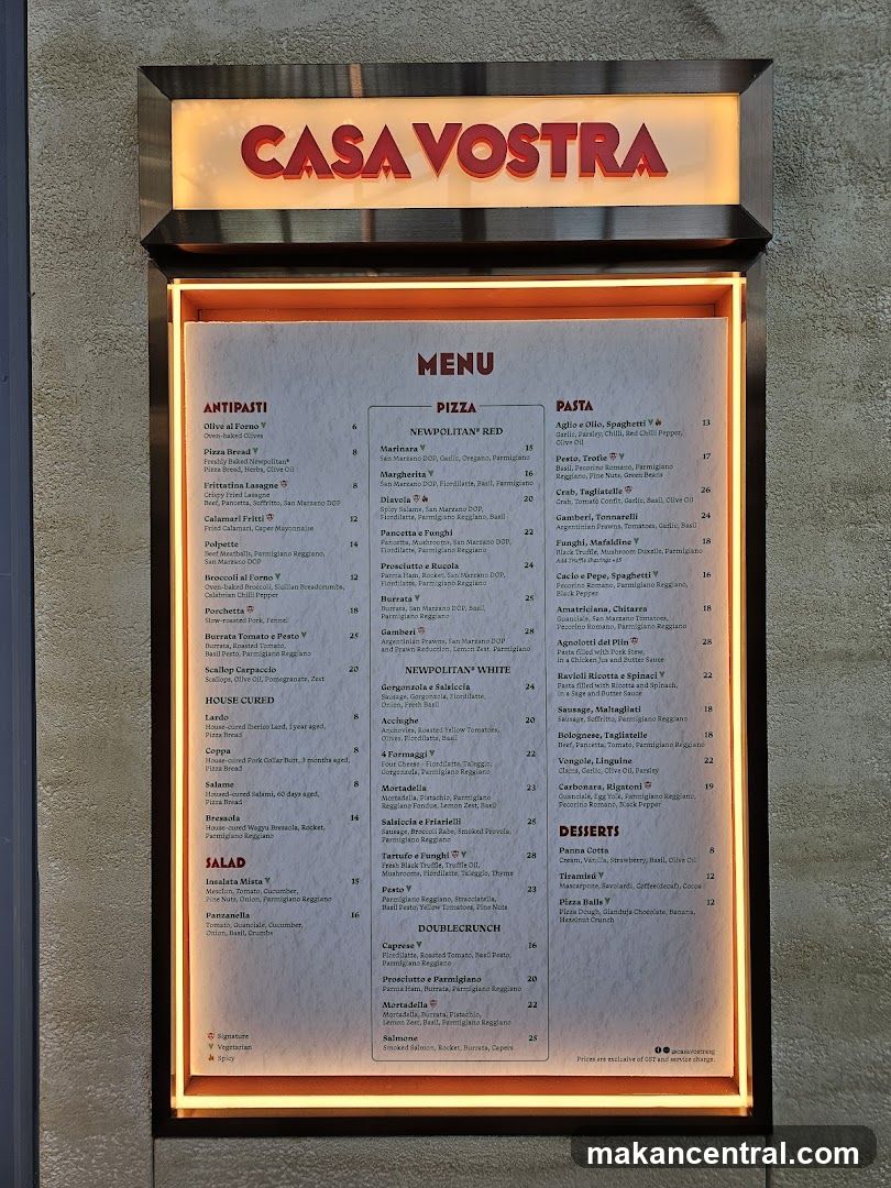 CASA VOSTRA MENU