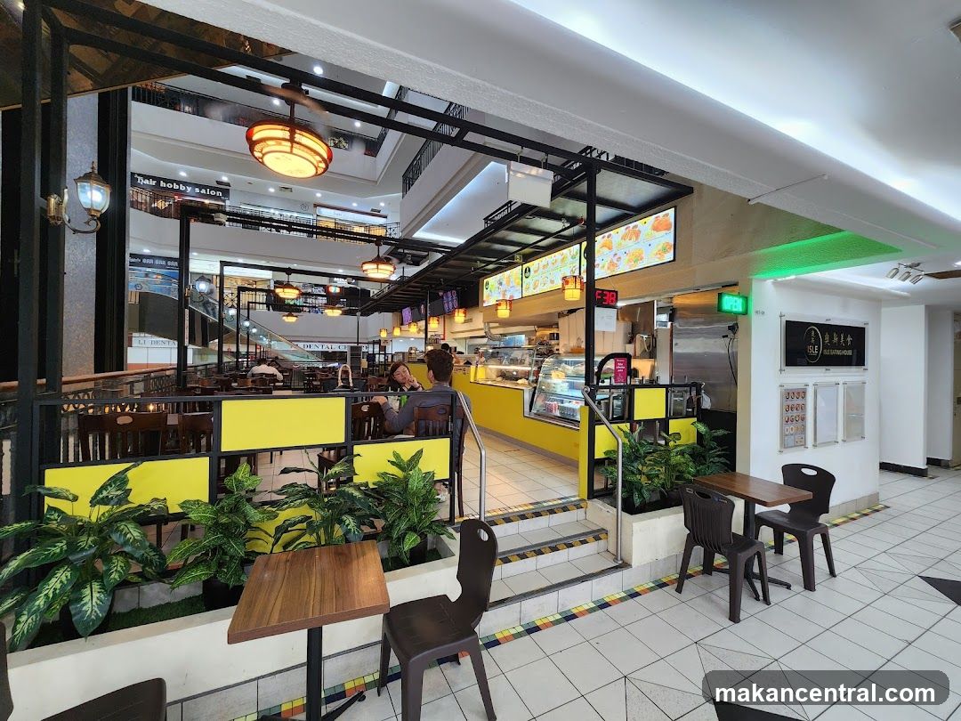 Restaurant Interior with Seating and Display Cases