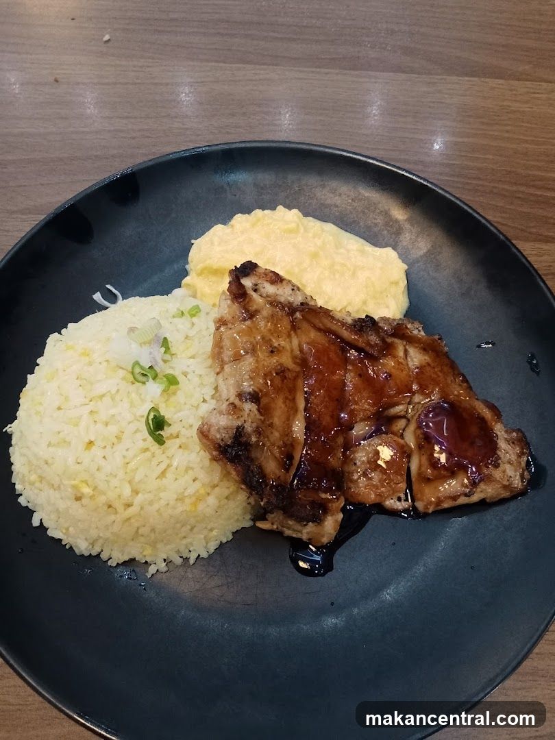Grilled Chicken with Rice and Mashed Potatoes