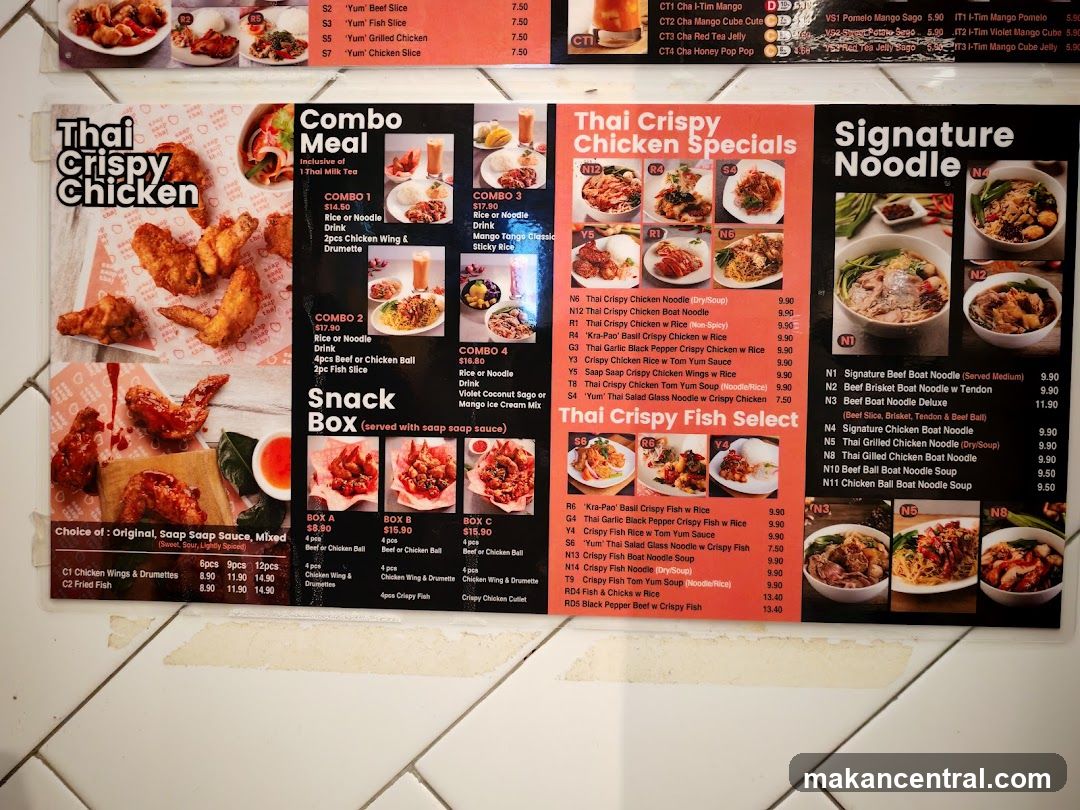 Thai Crispy Chicken Menu