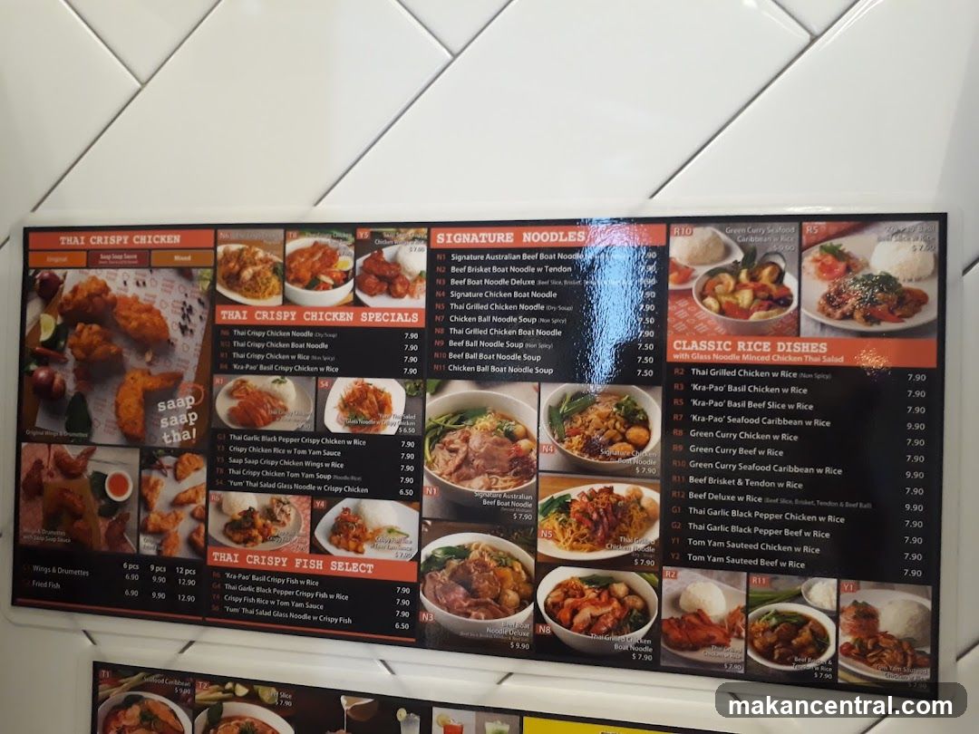 Thai Crispy Chicken Menu