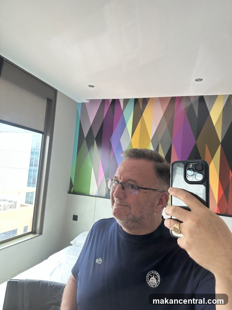 Man in a hotel room