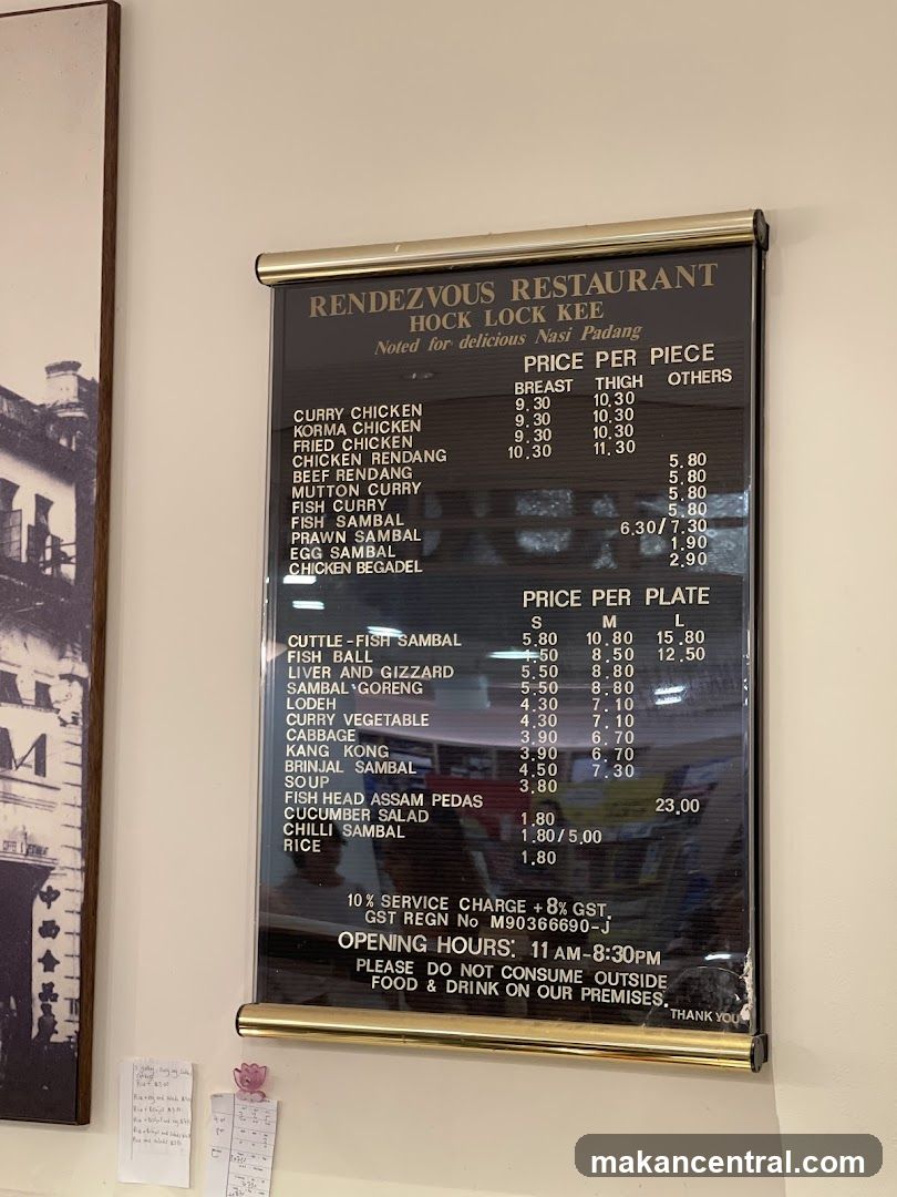 Rendezvous Restaurant Hock Lock Kee Menu