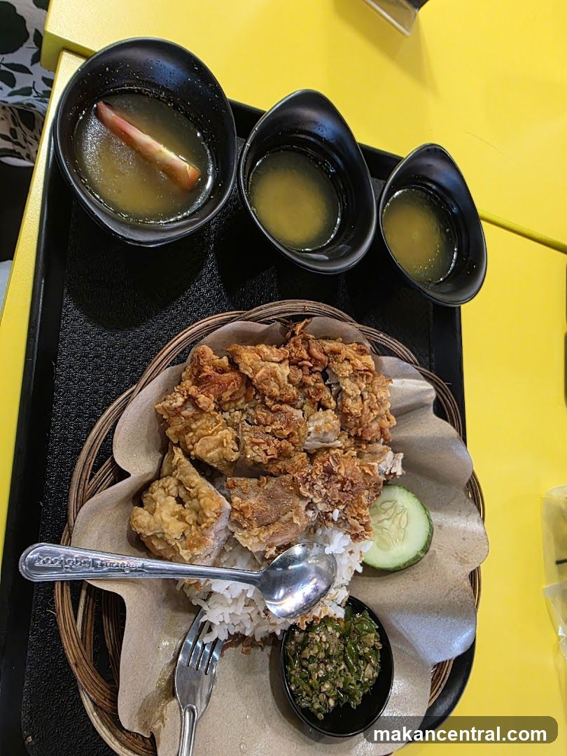 Fried Chicken with Rice and Sauces