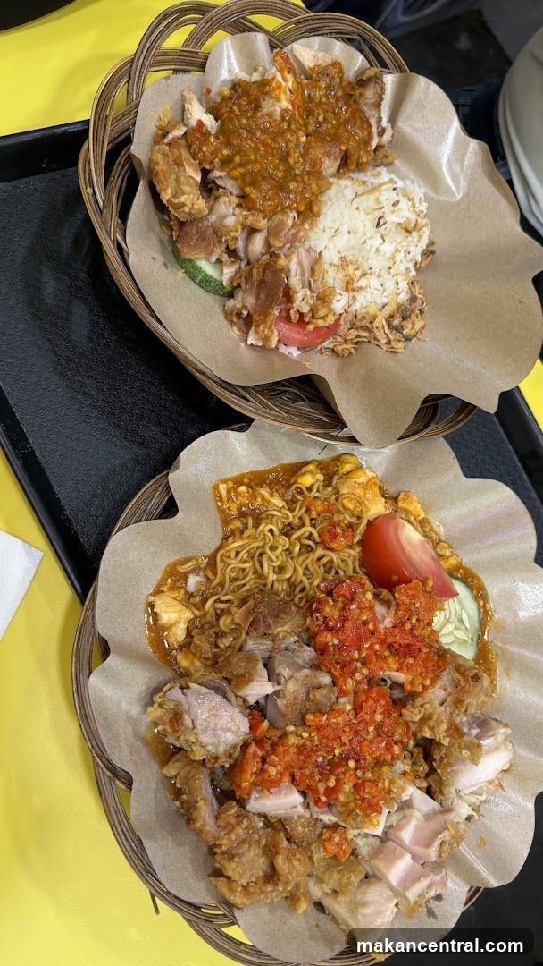 Fried Chicken with Rice and Noodles