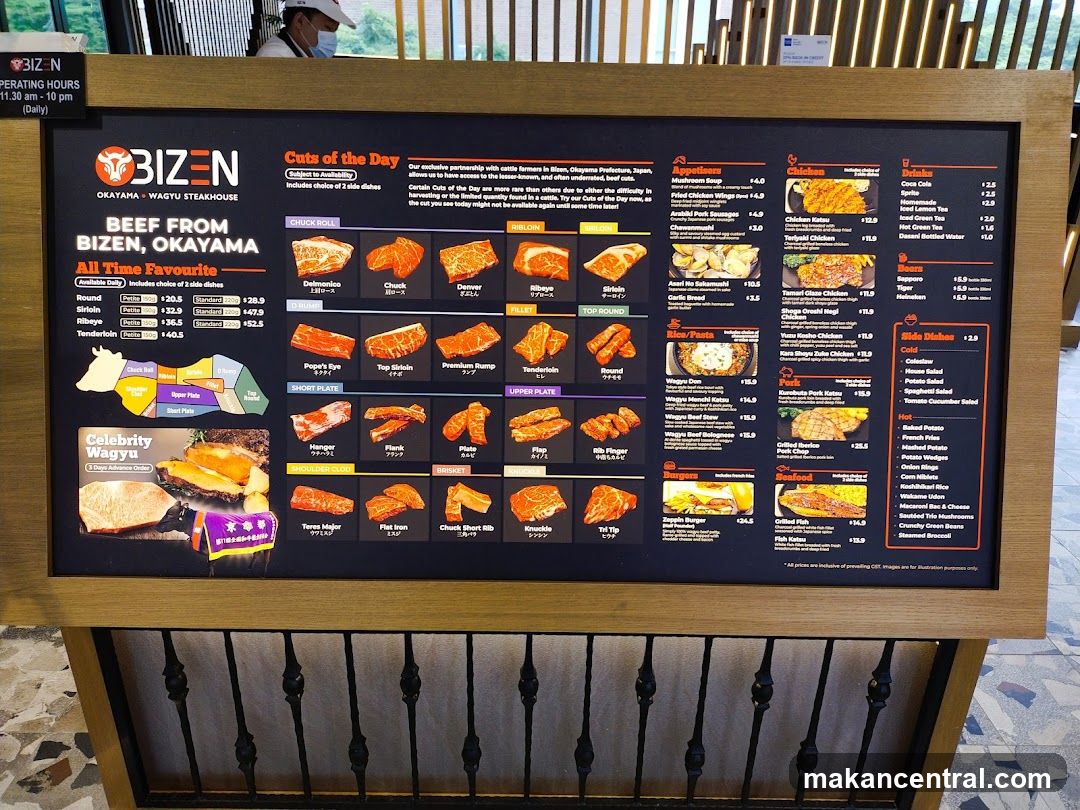 BIZEN OKAYAMA WAGYU STEAKHOUSE Menu