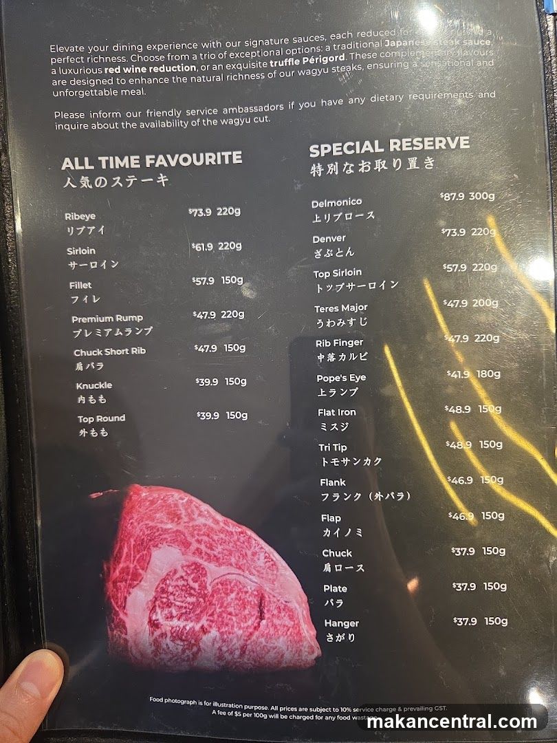 Wagyu Menu
