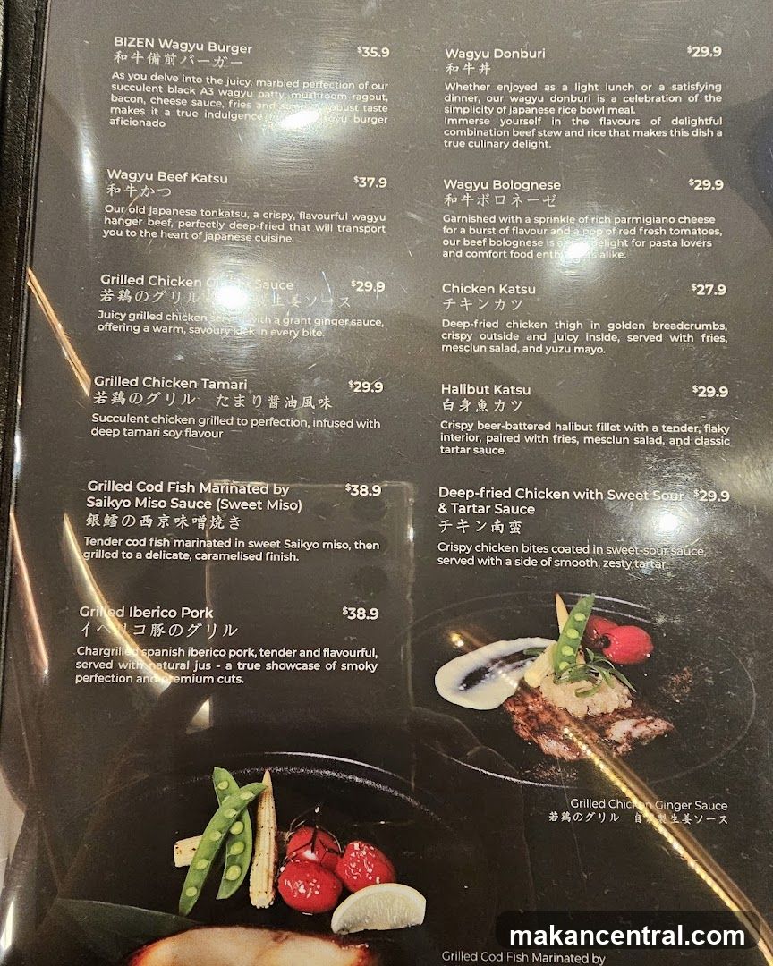 Japanese Cuisine Menu