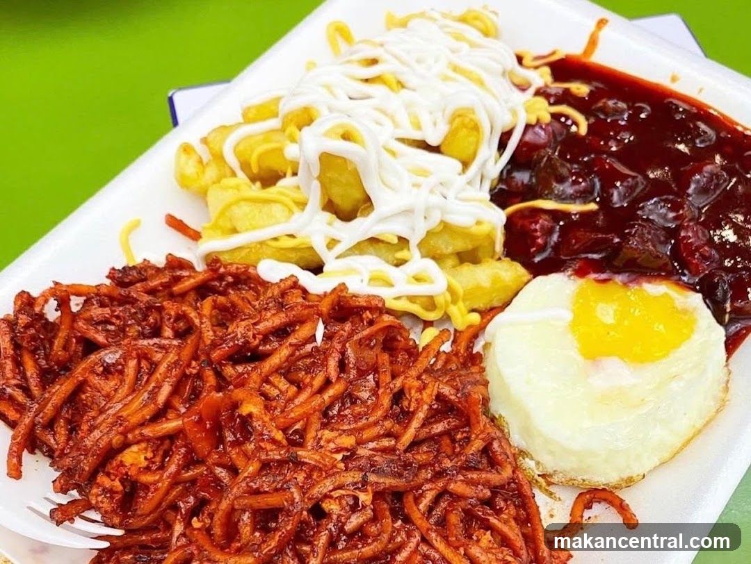 Spicy Noodles with Fries and Egg