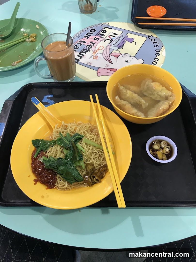 Noodle Dish with Dumplings and Drink