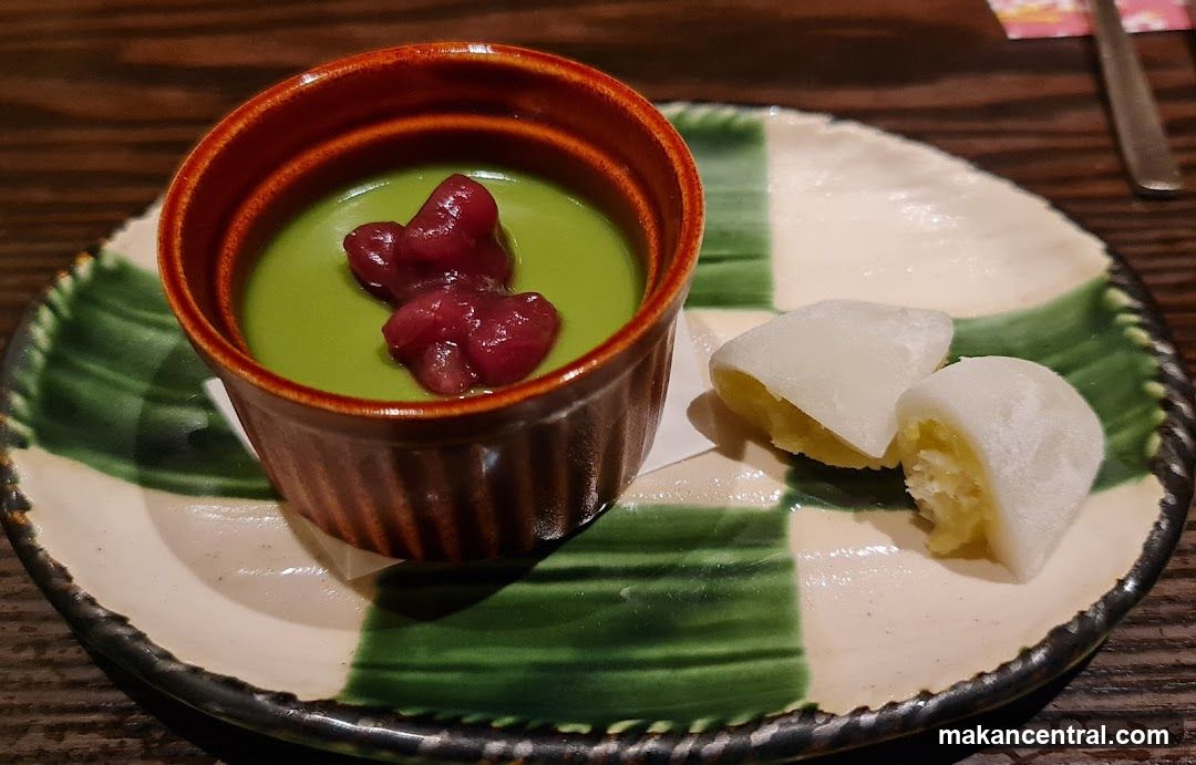 Matcha dessert with mochi