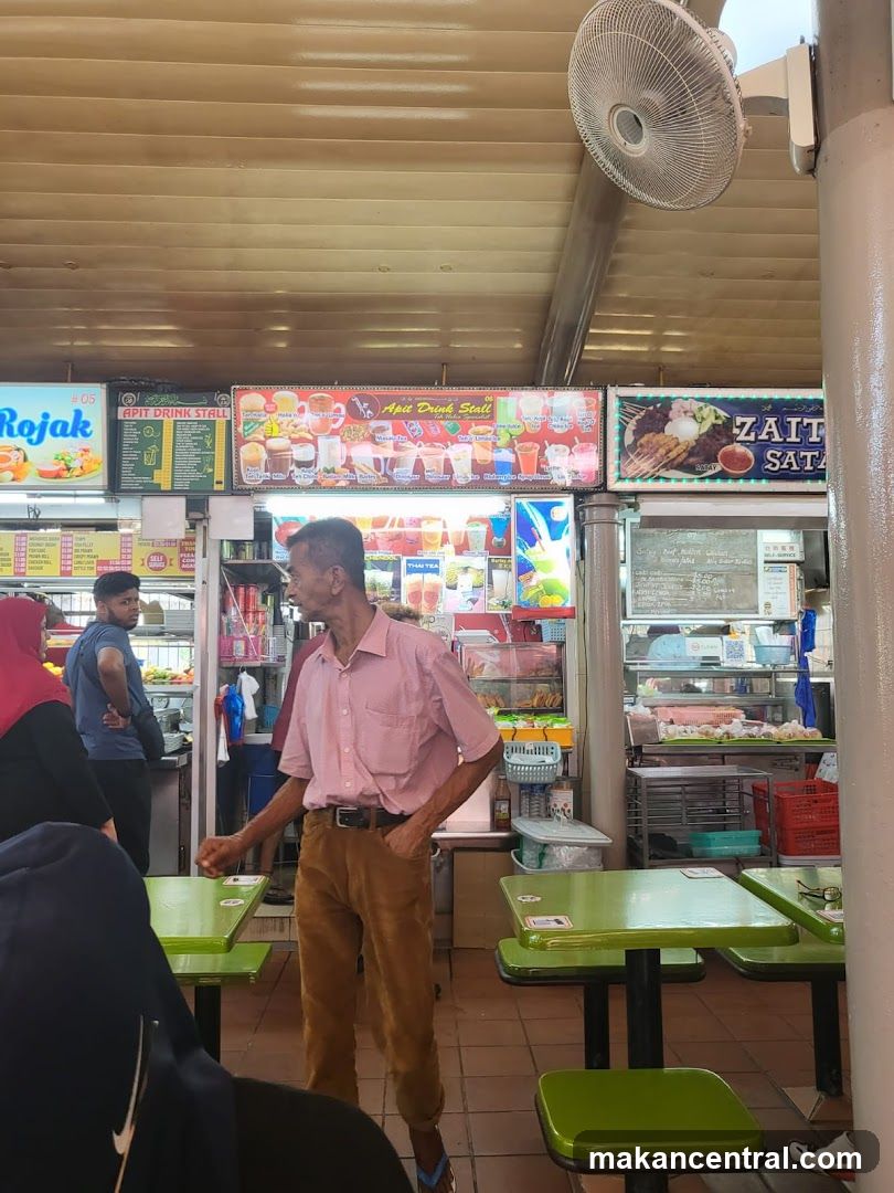 Food Stall with Drinks and Satay
