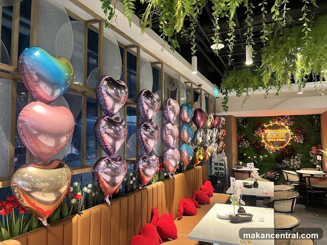 Restaurant Interior with Heart Balloons