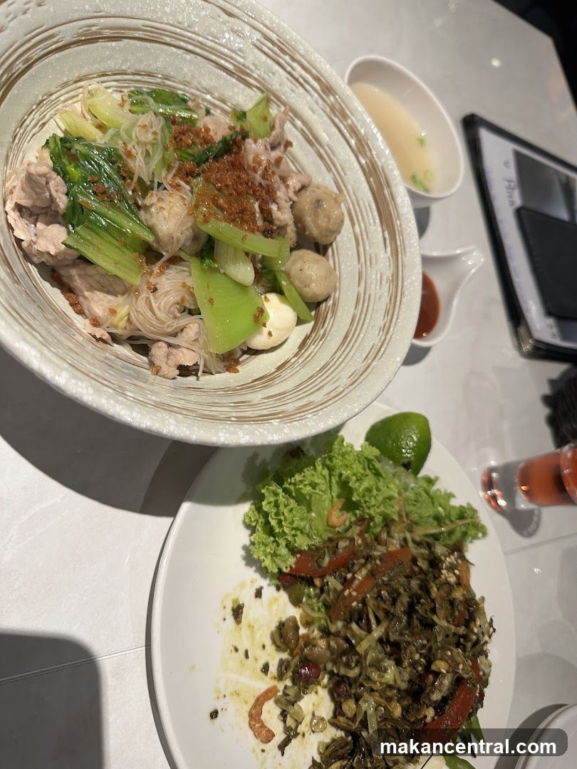 Noodle Dish and Salad