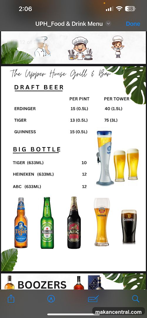 The Upper House Grill & Bar - Food & Drink Menu