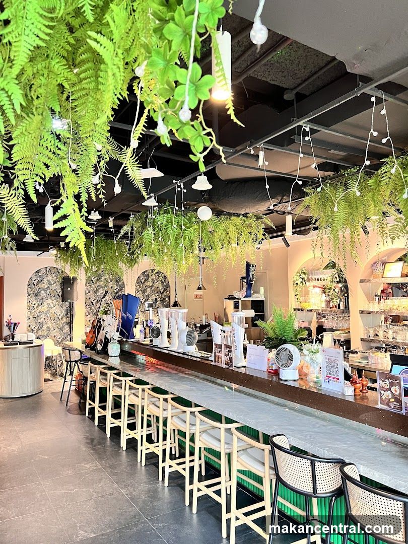Bar Interior with Hanging Plants
