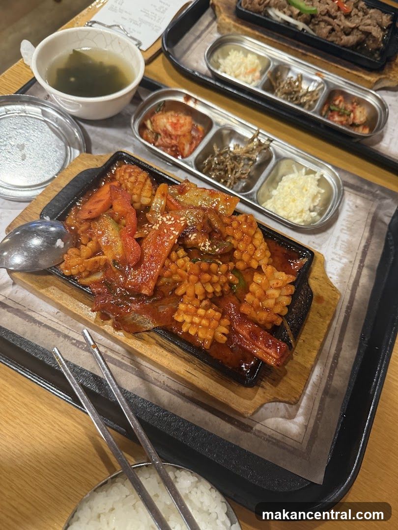 Spicy Stir-Fried Squid with Side Dishes