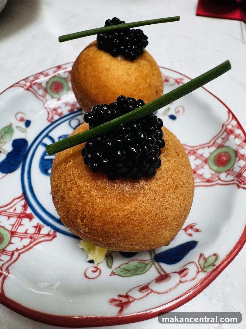 Caviar-topped fried balls