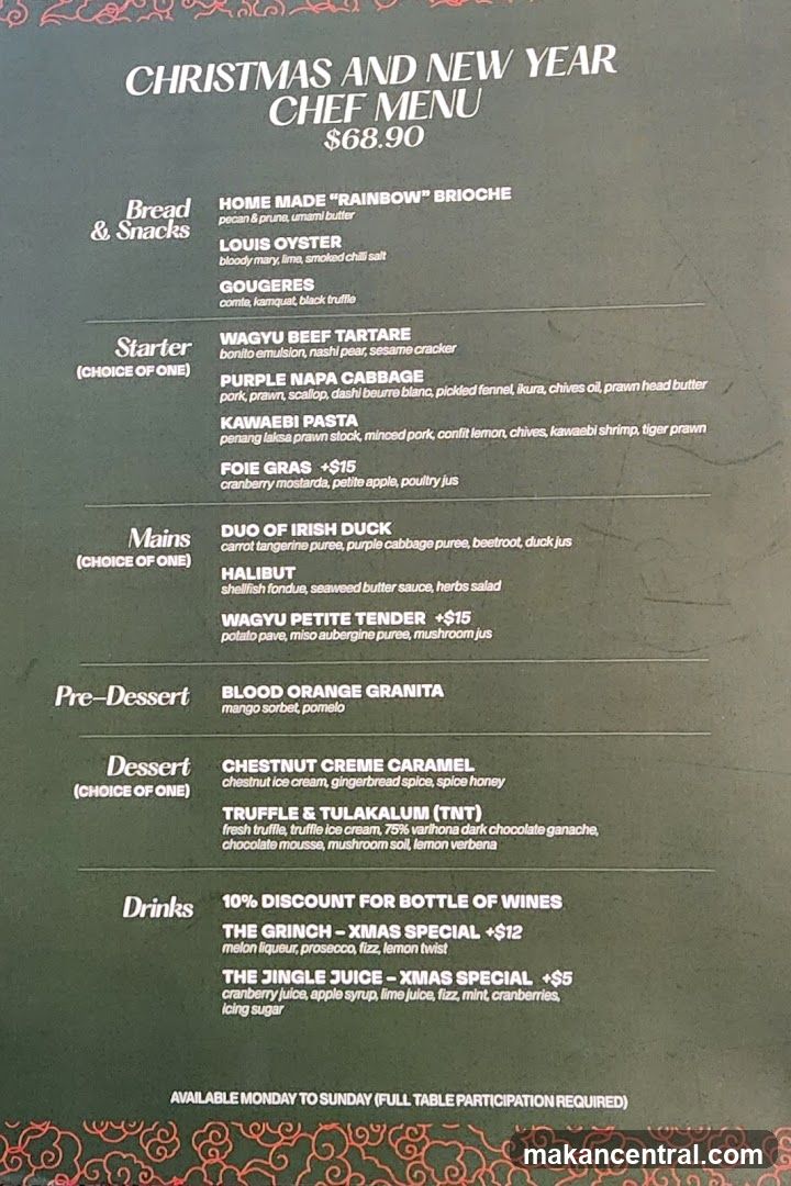 CHRISTMAS AND NEW YEAR CHEF MENU