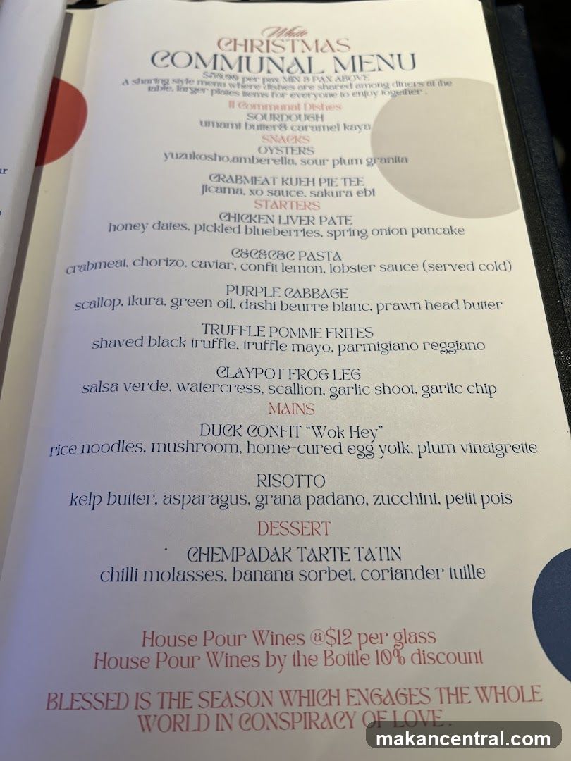 White Christmas Communal Menu