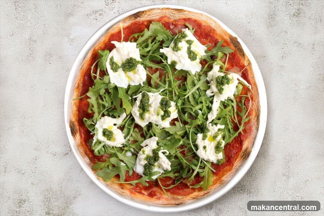 Pizza with Burrata and Arugula