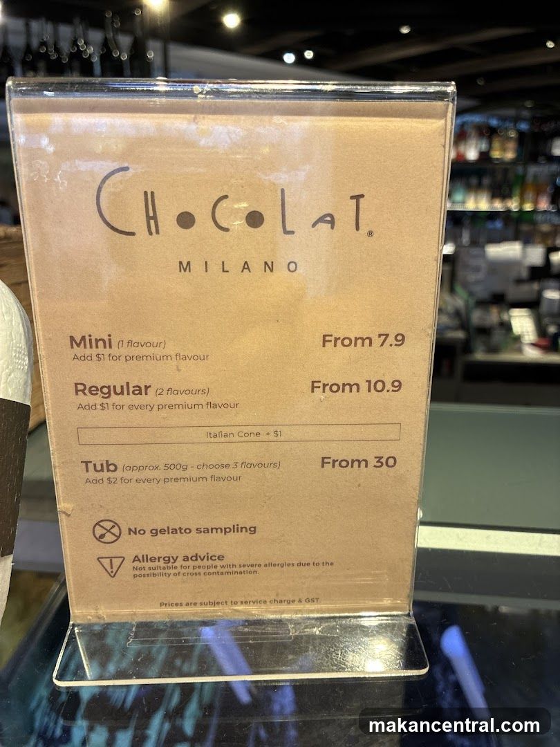 Chocolat Milano Menu