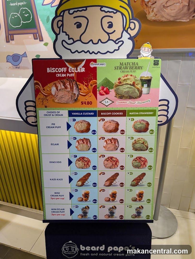 Beard Papa's Cream Puff Menu