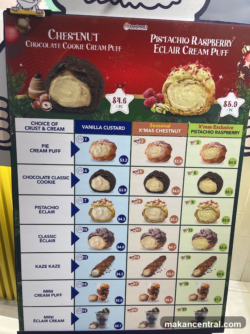 Beard Papa's Menu