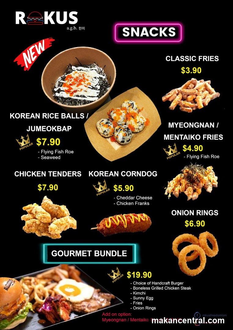 Rokus Snacks Menu