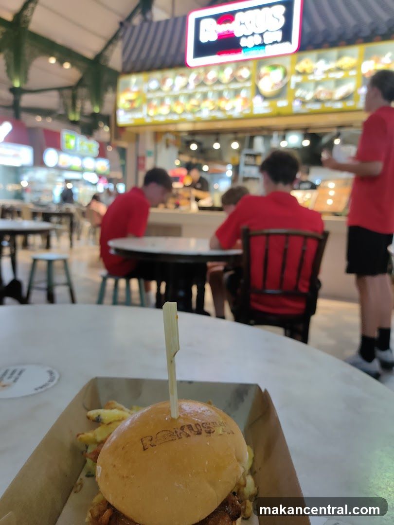 Burger and Fries at a Food Stall
