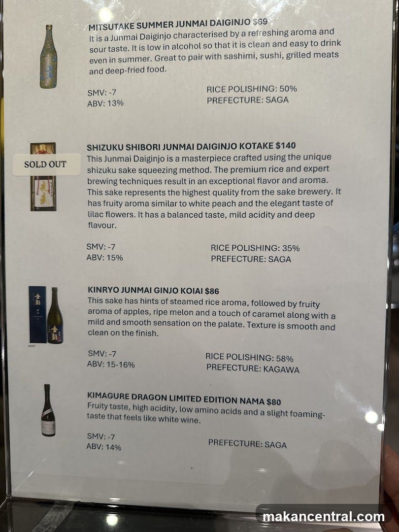Sake Menu