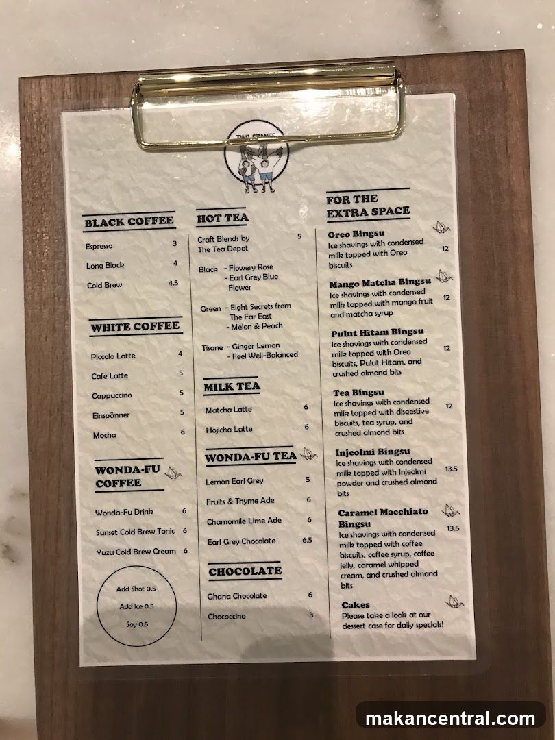Two Cranes Menu