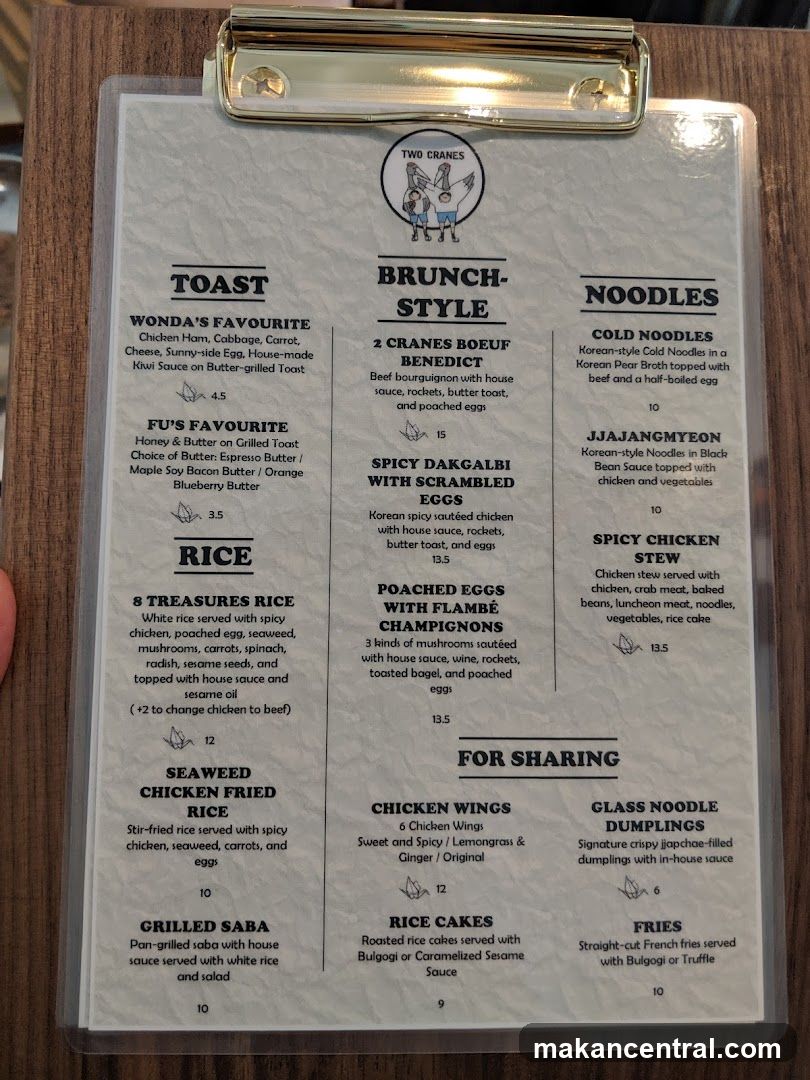 Two Cranes Menu