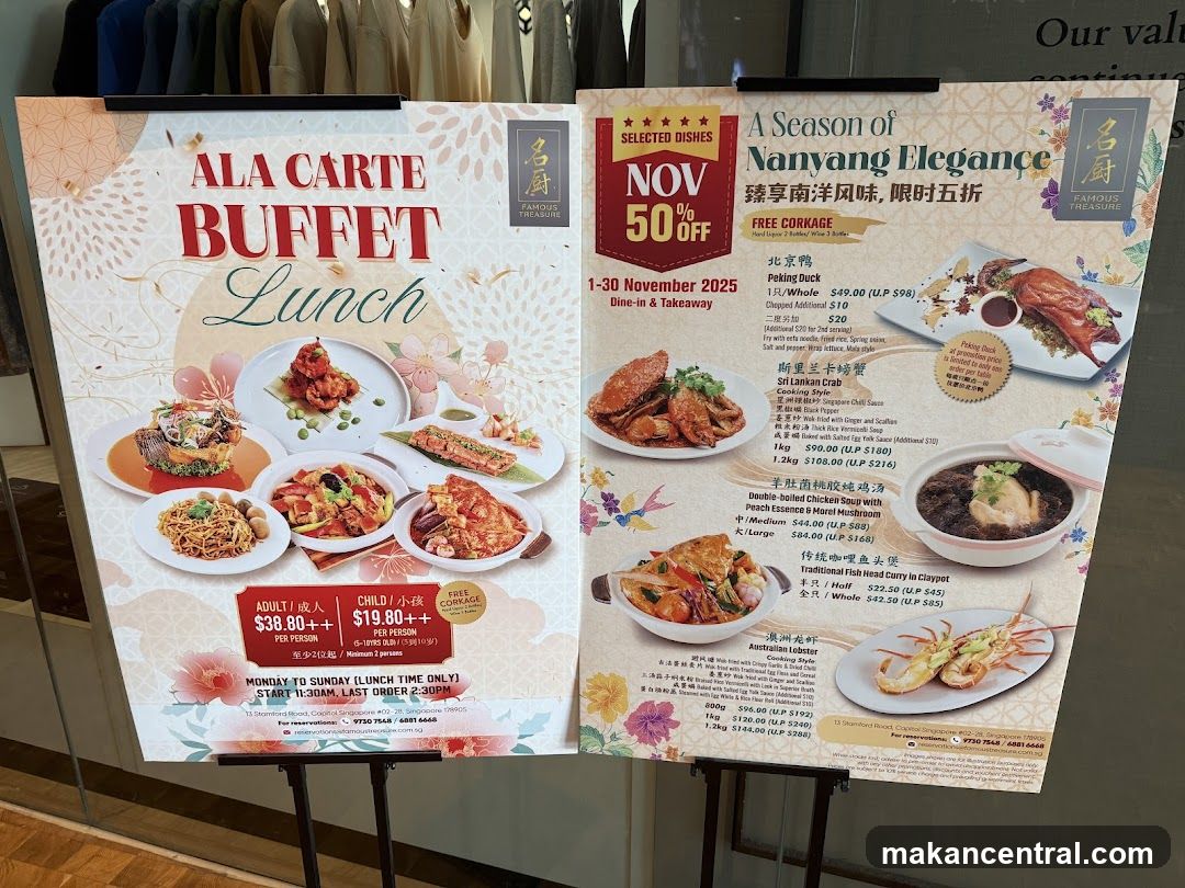 Famous Treasure Ala Carte Buffet Lunch and Nanyang Elegance Promotion