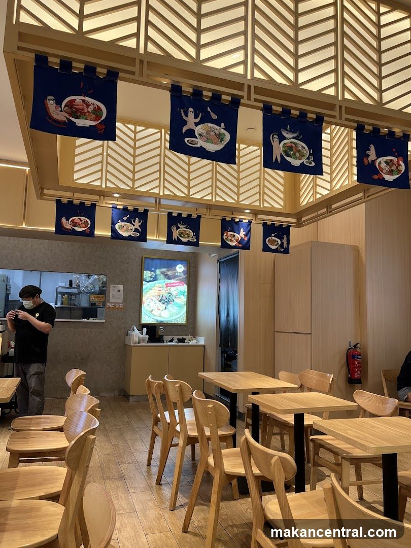 Restaurant Interior with Decorative Banners