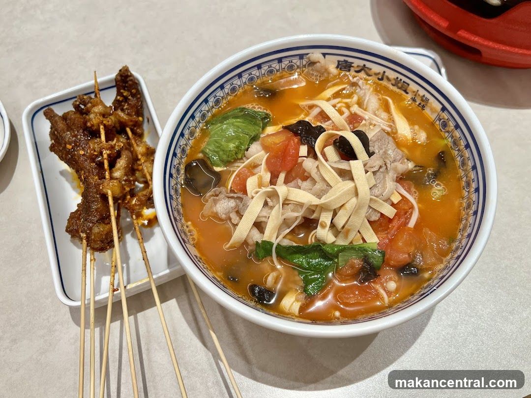 Spicy Noodle Soup and Skewers
