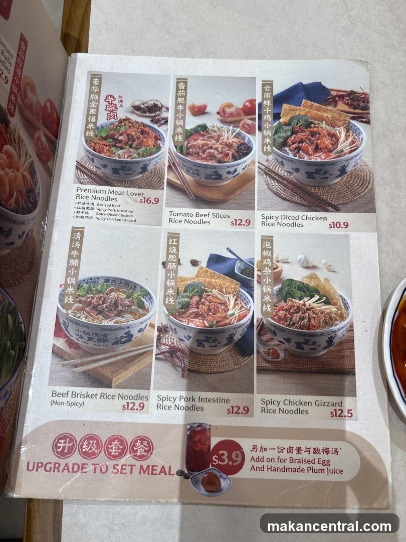 Rice Noodles Menu