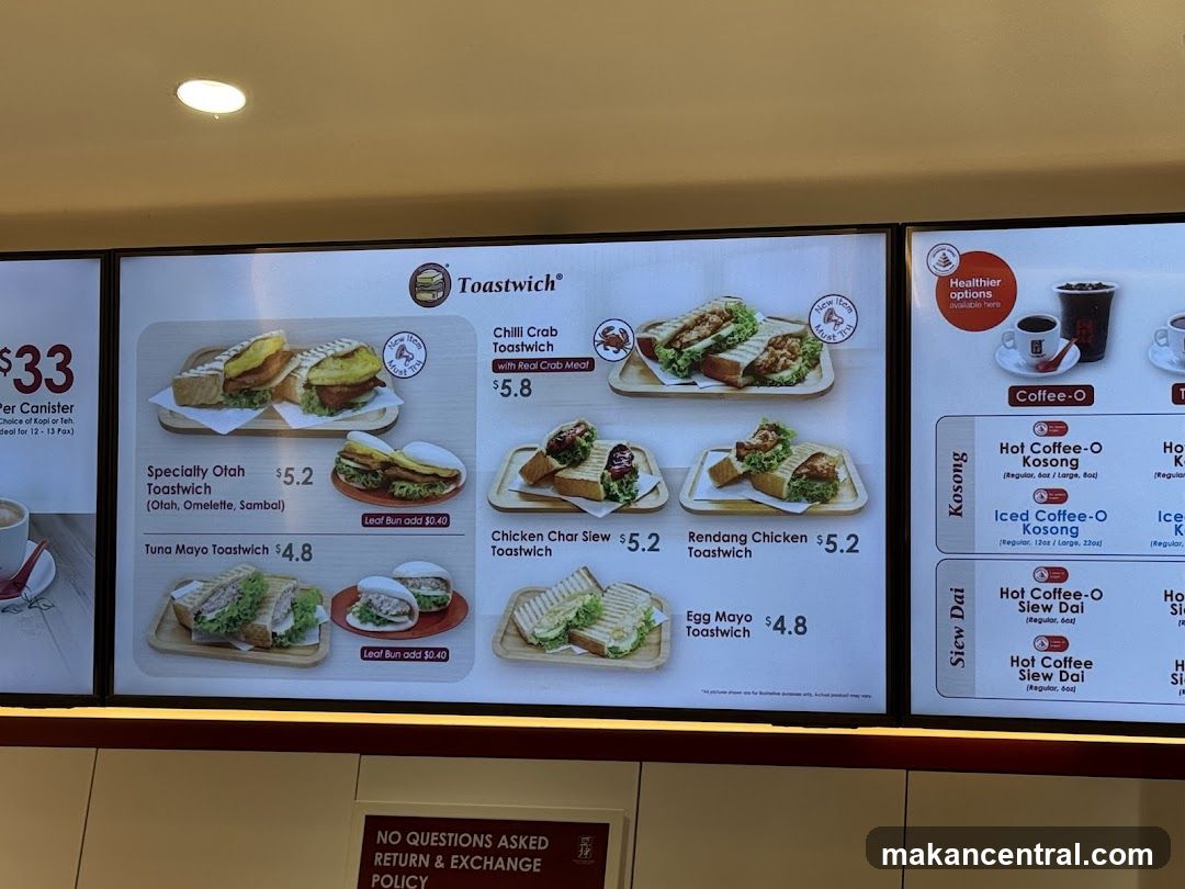 Toastwich Menu