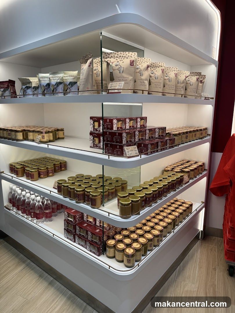 Store shelves with packaged goods