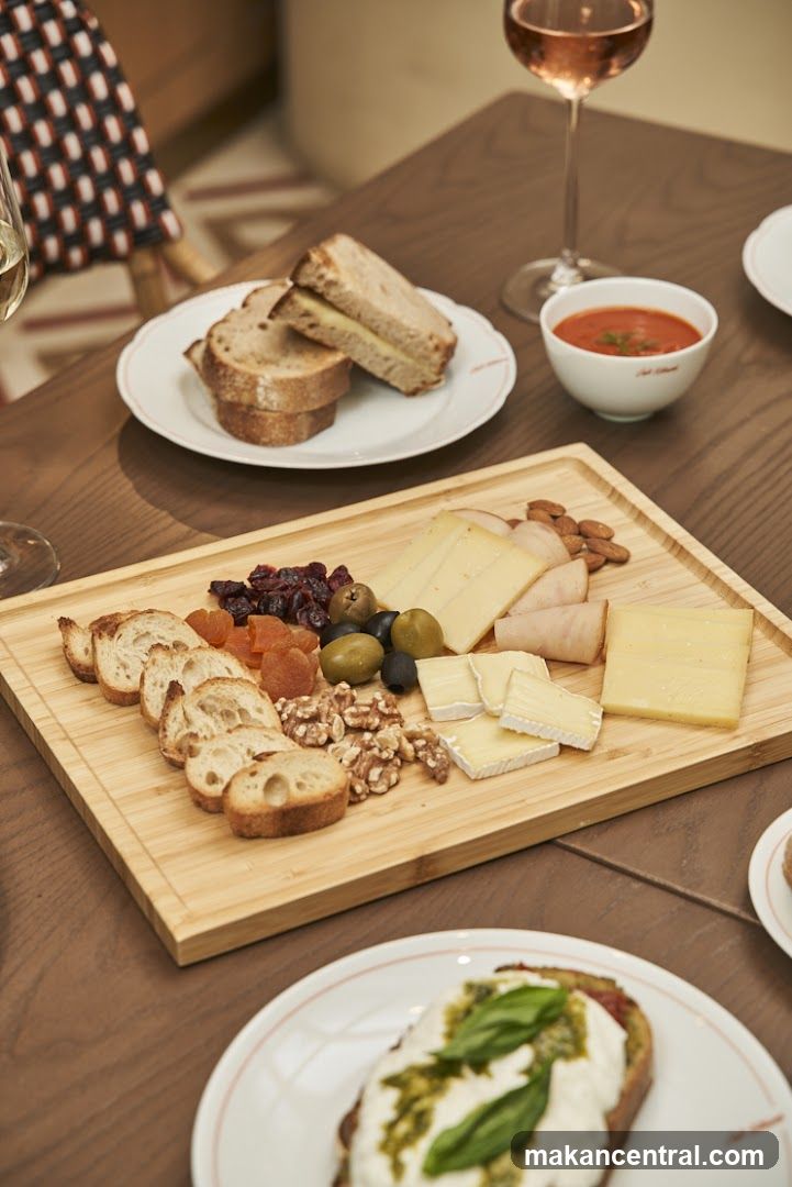 Cheese and Charcuterie Board with Soup and Sandwich