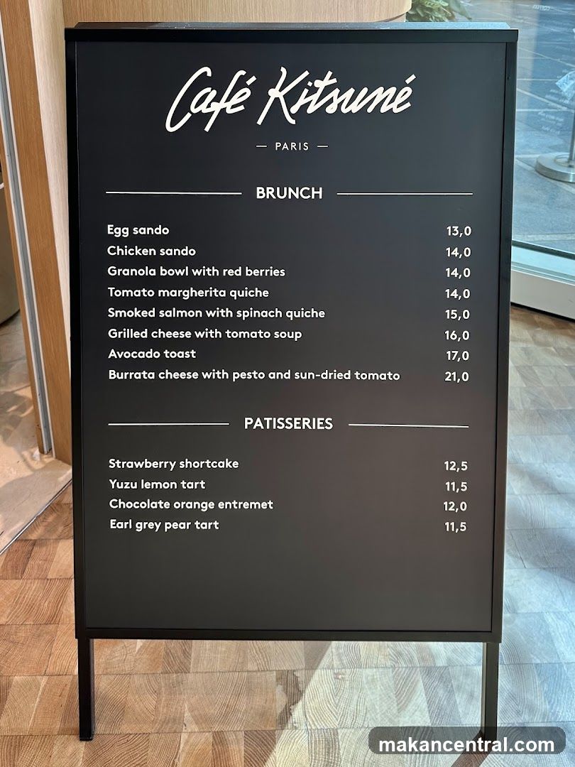 Café Kitsuné Brunch and Patisseries Menu