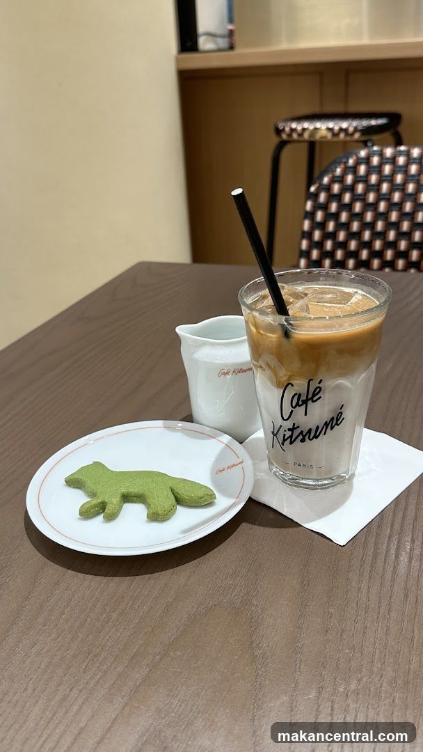 Iced Coffee and Fox-Shaped Cookie