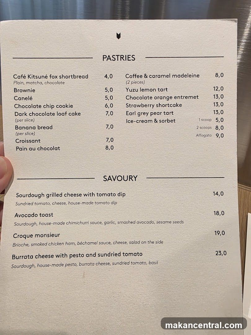 Pastries and Savoury Menu